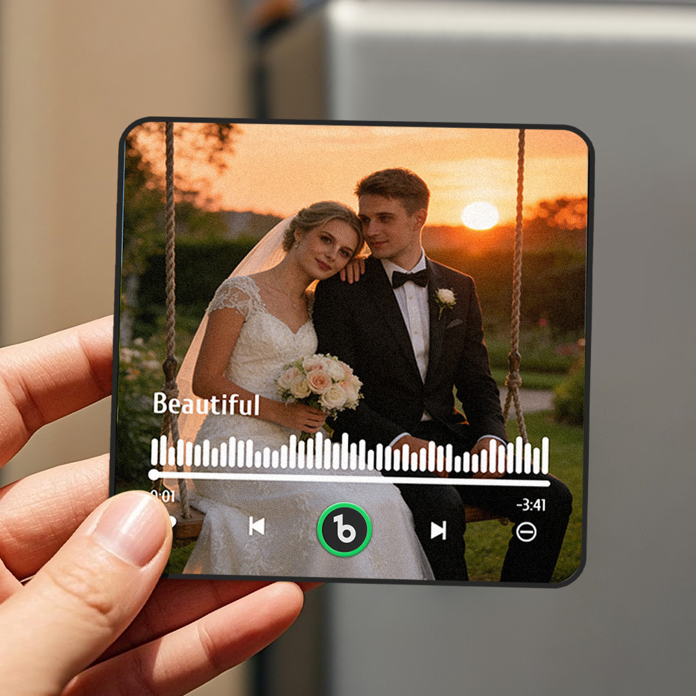 Personalisierter Musik-kühlschrankmagnet „liebesfilm & Unendlichkeits-musikalbum", Foto-musik-wandbild, Abspielbare Musikbewegung – Geschenkidee Zum Valentinstag - FotoSocken