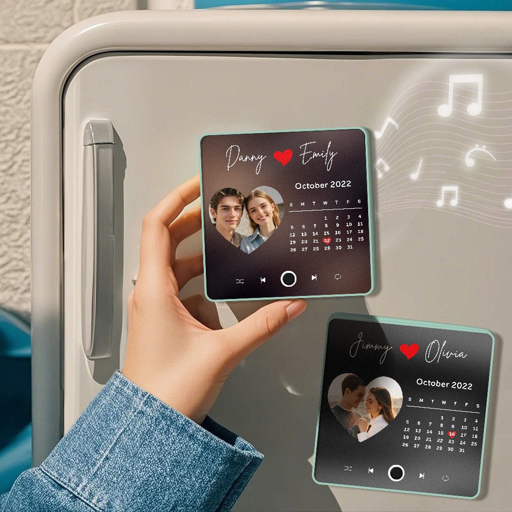 Benutzerdefinierter Multi-fotoalbum-musik-kühlschrankmagnet, Foto- Und Text-musik-kühlschrank, Personalisierter Telefon-musik-kühlschrankmagnet Pro - FotoSocken