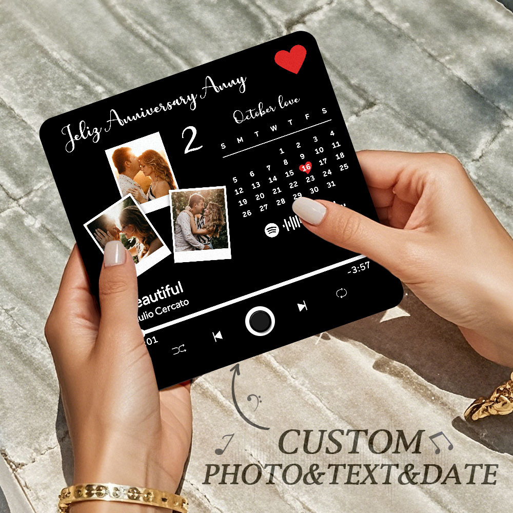 Benutzerdefinierter Multi-fotoalbum-musik-kühlschrankmagnet, Foto- Und Datums-musik-kühlschrank, Personalisierter Telefon-musik-kühlschrankmagnet Pro - FotoSocken