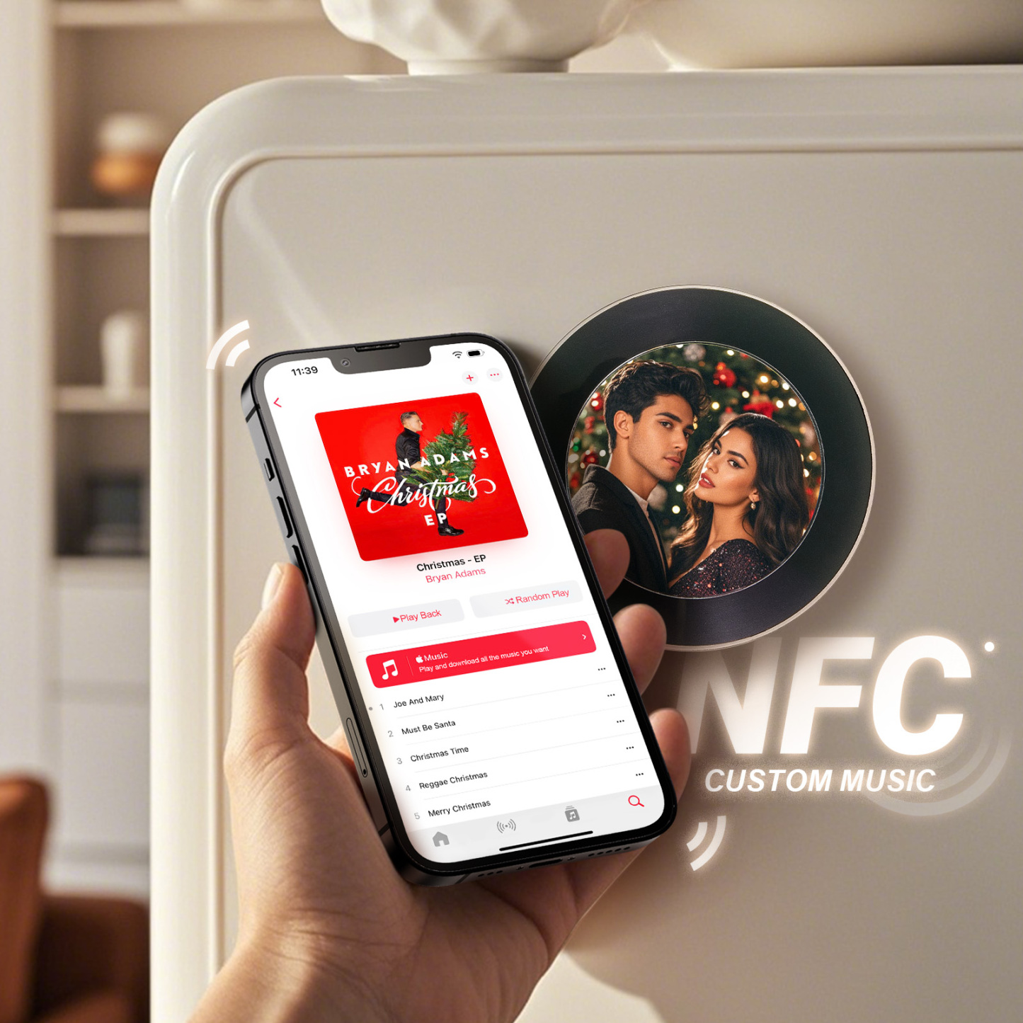 Benutzerdefinierte Rotierende Doppellagige Nfc-kühlschrankmagnete Aus Acryl Mit Fotos Und Liedern. Magnetische Kühlschrankmagnete - FotoSocken