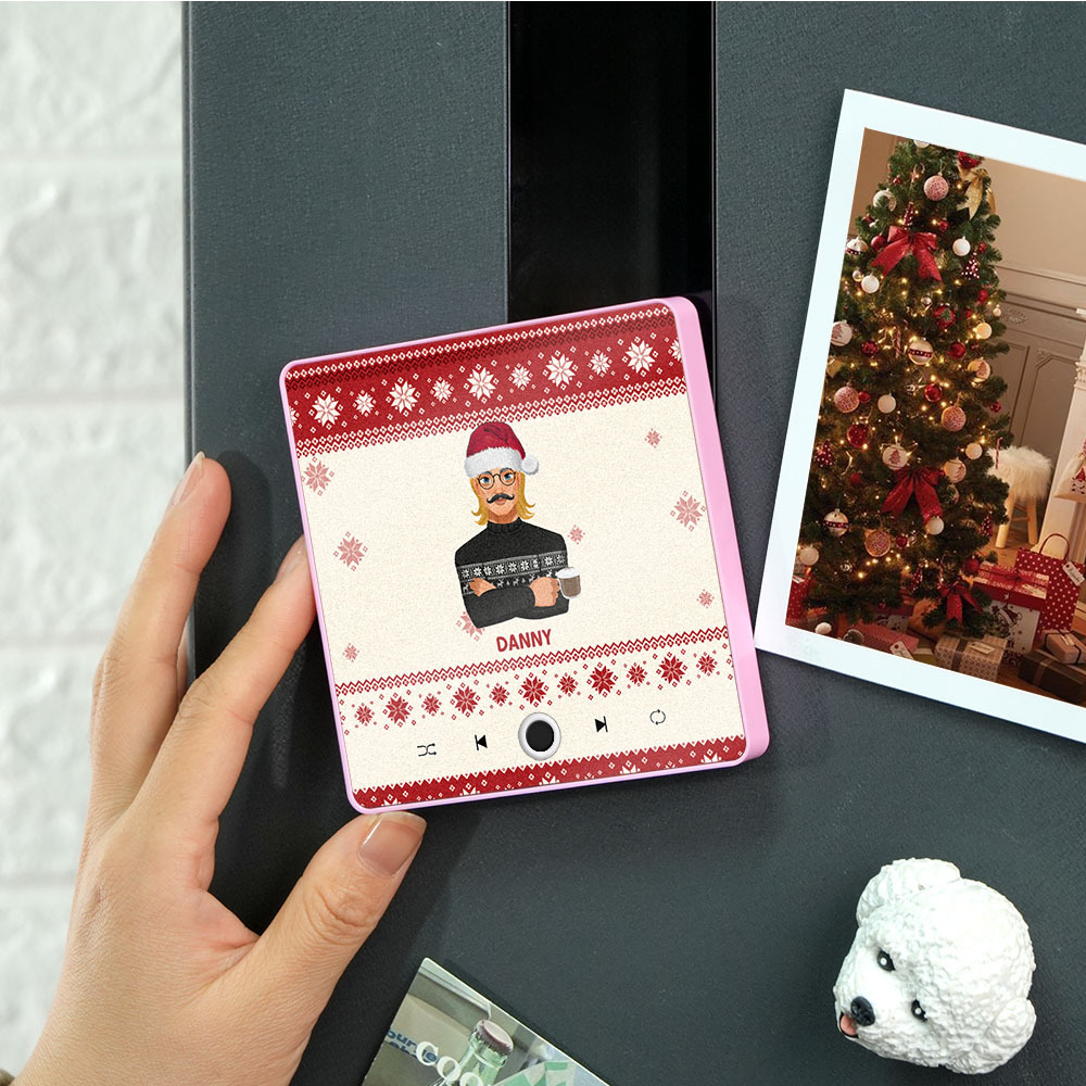 Benutzerdefiniertes Weihnachtsporträt, Personalisierter Musik-kühlschrankmagnet, Frohe Weihnachten-magnete, Können Lieder Abspielen, Weihnachtsgeschenk, Familiengeschenke - FotoSocken