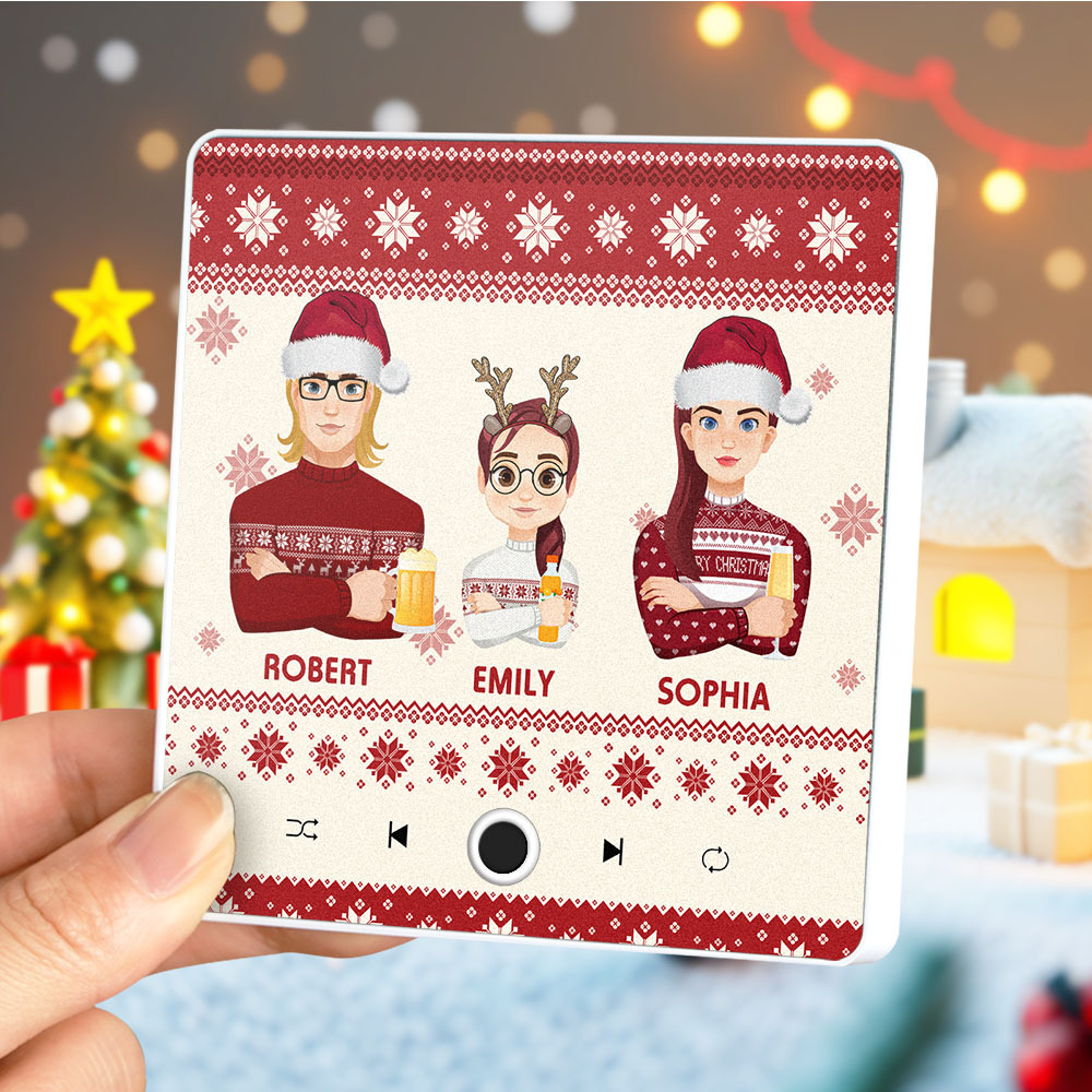 Benutzerdefiniertes Weihnachtsporträt, Personalisierter Musik-kühlschrankmagnet, Frohe Weihnachten-magnete, Können Lieder Abspielen, Weihnachtsgeschenk, Familiengeschenke - FotoSocken