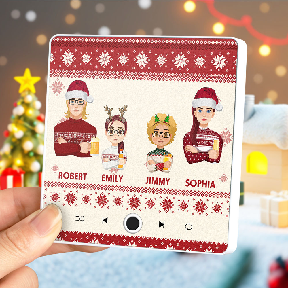 Benutzerdefiniertes Weihnachtsporträt, Personalisierter Musik-kühlschrankmagnet, Frohe Weihnachten-magnete, Können Lieder Abspielen, Weihnachtsgeschenk, Familiengeschenke - FotoSocken