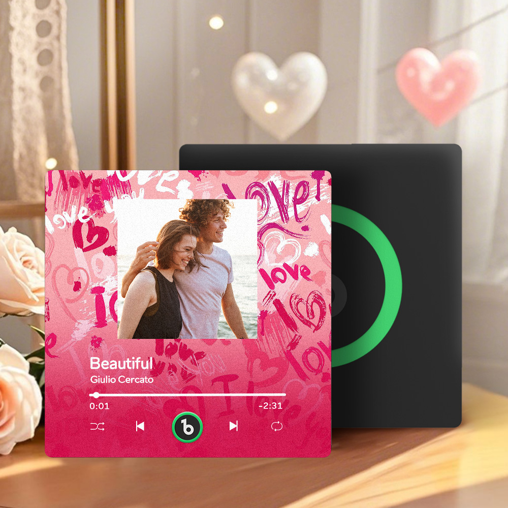 Personalisierter Musik-kühlschrankmagnet, Rosa, Valentinstagsgeschenk, Album, Kühlschrankmagnet, Musik-wandfotoaufkleber, Musikbewegung, Die Abgespielt Werden Kann, Geschenk Für Paare - FotoSocken