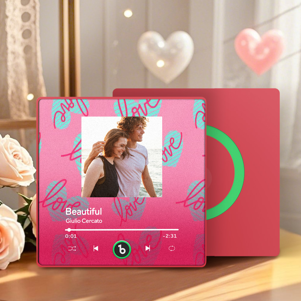 Personalisierter Musik-kühlschrankmagnet, Rosa, Valentinstagsgeschenk, Album, Kühlschrankmagnet, Musik-wandfotoaufkleber, Musikbewegung, Die Abgespielt Werden Kann, Geschenk Für Paare - FotoSocken
