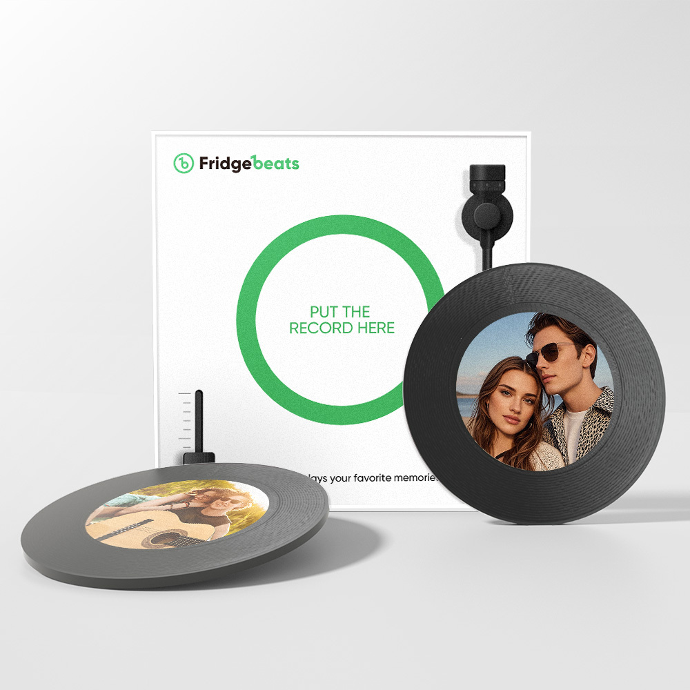 Benutzerdefinierter Musik- Und Foto-kühlschrankmagnet Zur Individuellen Gestaltung Von 1–6 Schallplatten Und Liedern - FotoSocken