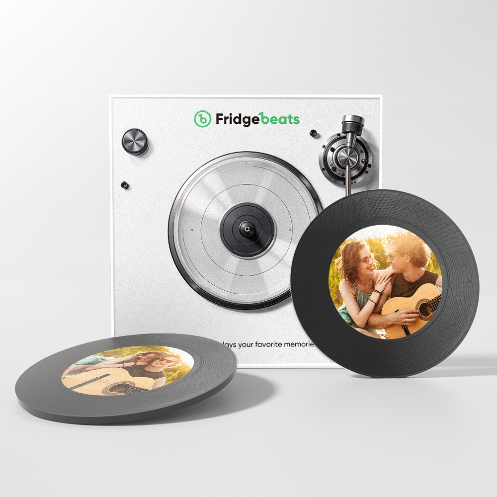 Benutzerdefinierter Musik- Und Foto-kühlschrankmagnet Zur Individuellen Gestaltung Von 1–6 Schallplatten Und Liedern - FotoSocken