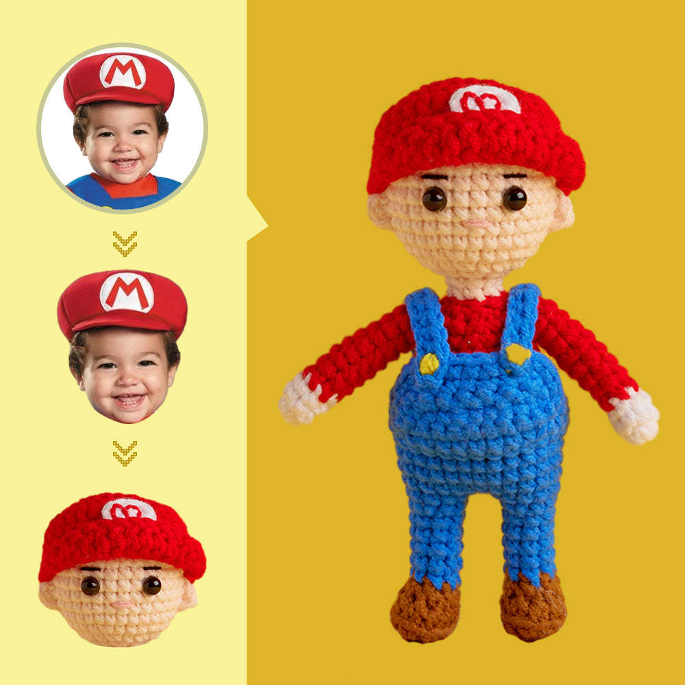 Häkelpuppe Mit Individuellem Gesicht, Personalisierte Geschenke, Handgewebte Minipuppen – Mario - 