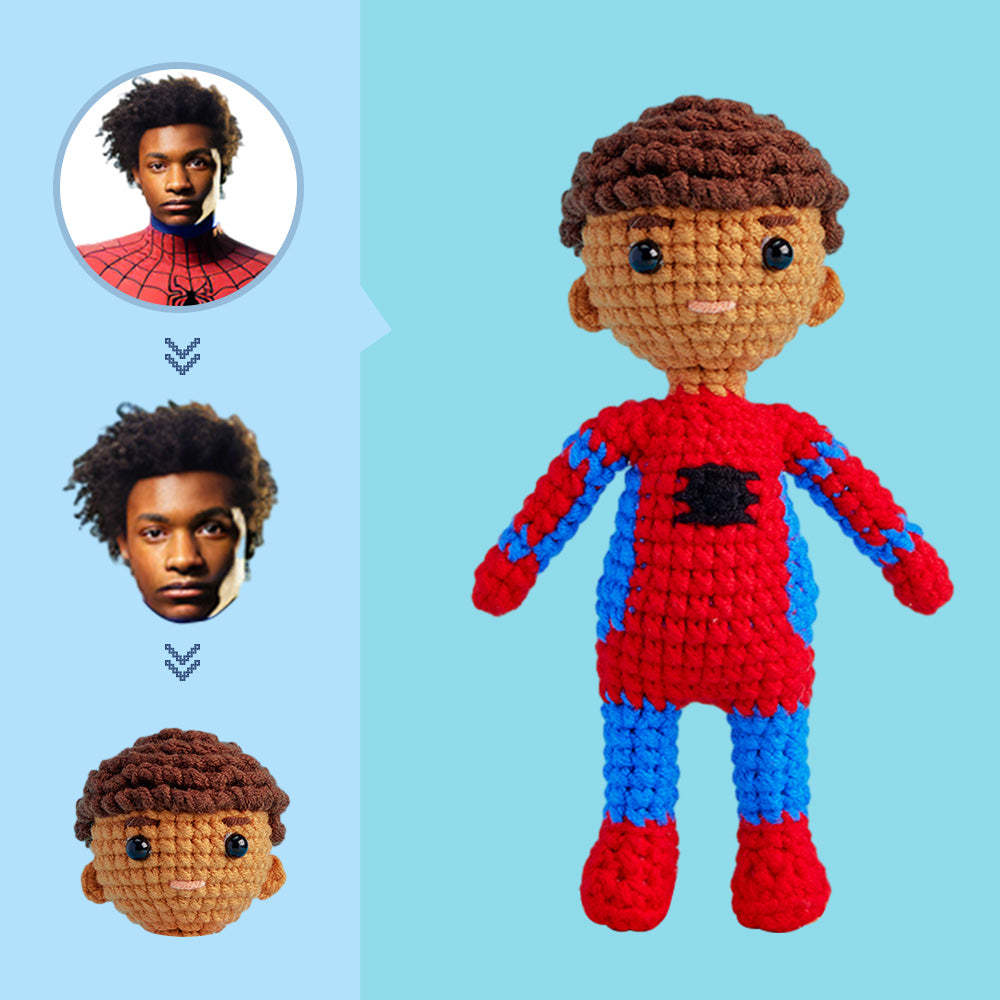 Gehäkelte Puppe Mit Individuellem Gesicht, Personalisierte Geschenke, Handgewebte Mini-puppen – Spiderman - 