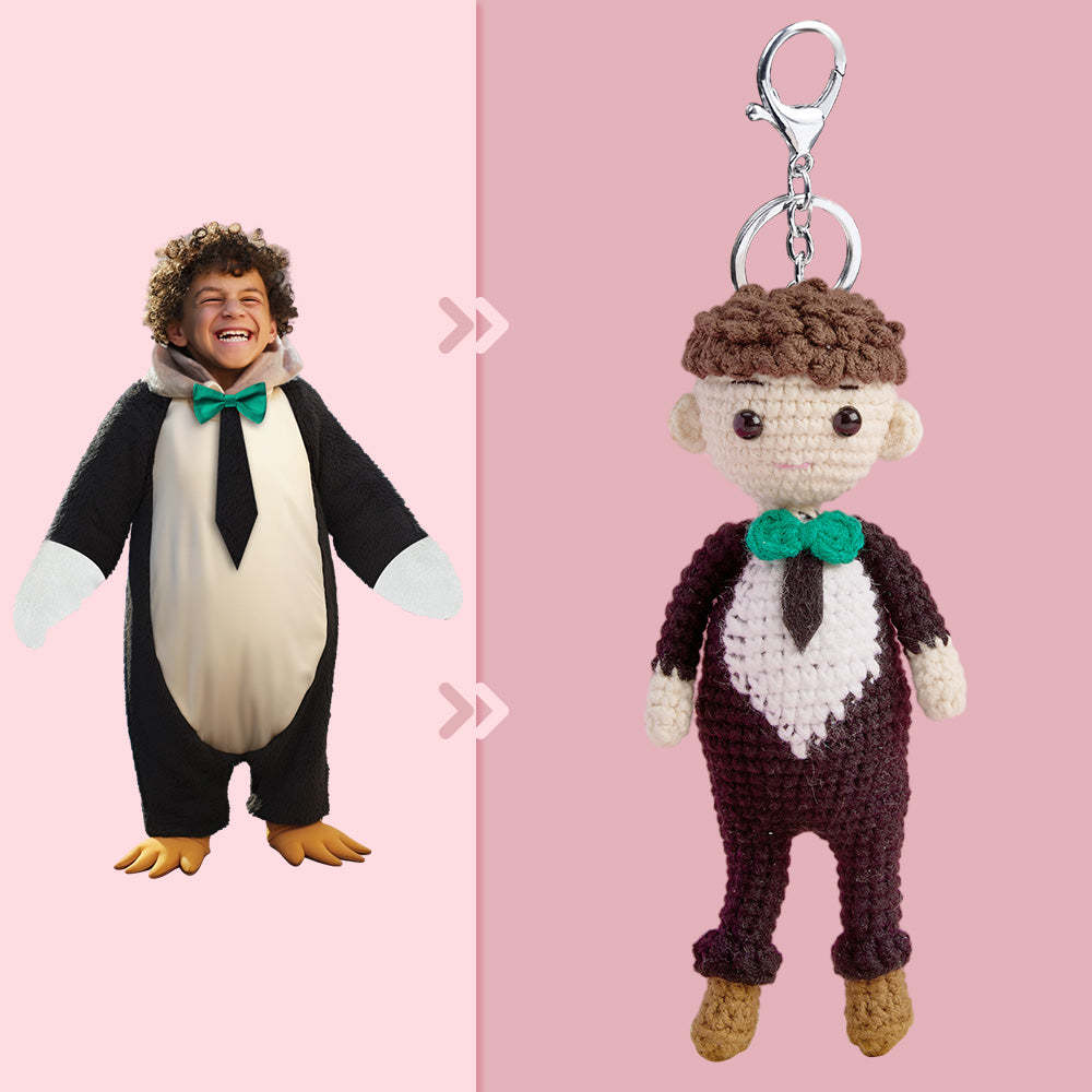 Ganzkörper Anpassbare 1-personen-häkelpuppe, Personalisierte Geschenke, Handgewebte Minipuppen – Pinguin - 