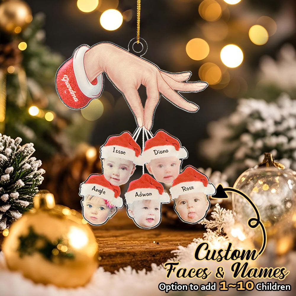 Personalisiertes Weihnachtsgeschenk Für Oma Und Großkinder, Individuelle Lustige Weihnachtsornament-geschenke Aus Acryl - FotoSocken