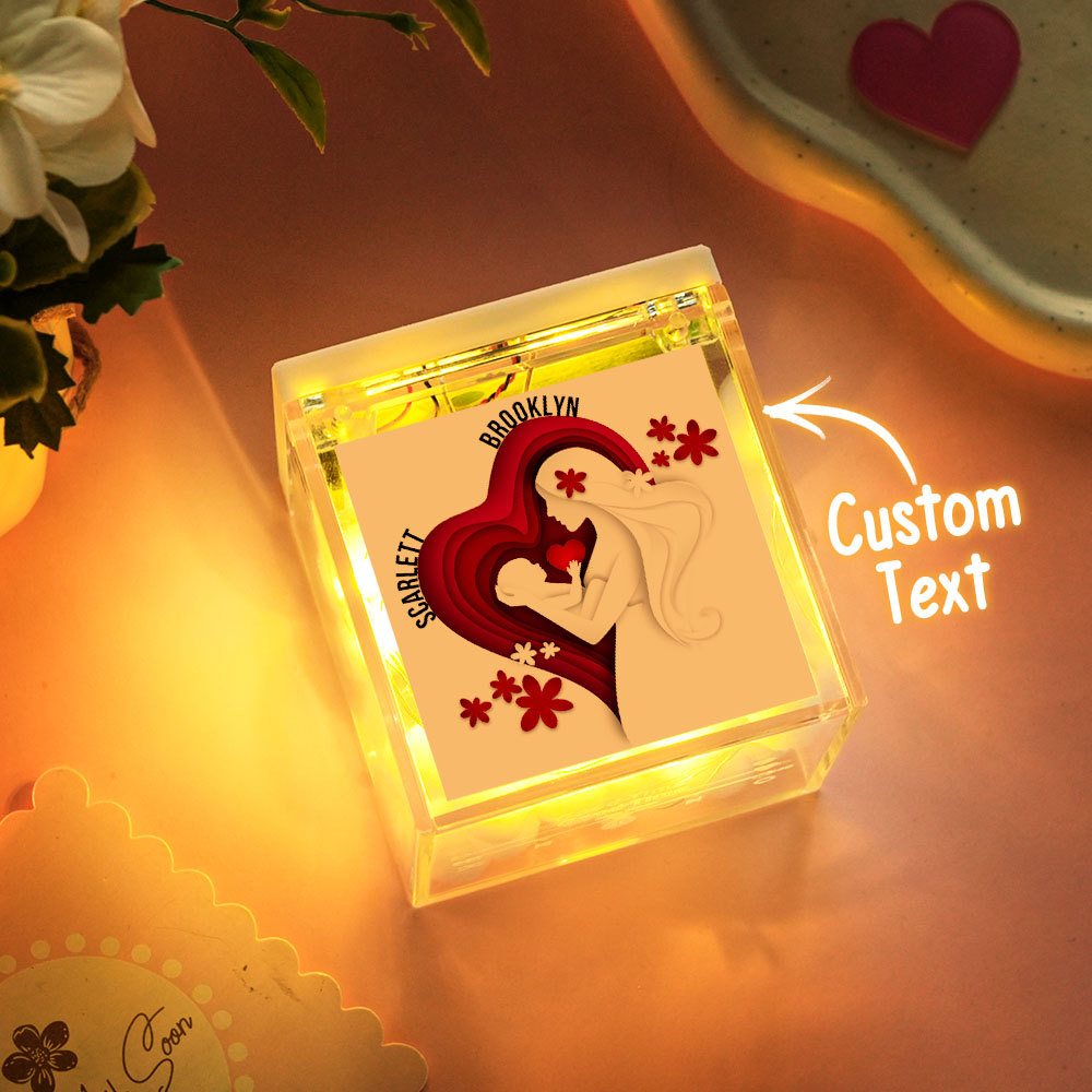 Personalisierter Mini-schallplattenspieler In Einer Acrylbox Mit Personalisierter Namenshülle, Muttertagsgeschenk Für Mama