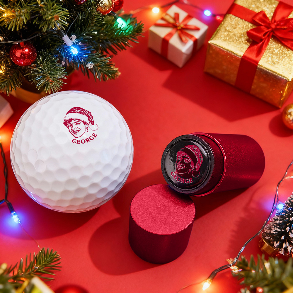 Personalisierter Golfballstempel Mit Foto Und Metallaufbewahrungsbox Als Weihnachtsgeschenk Für Golfer - FotoSocken