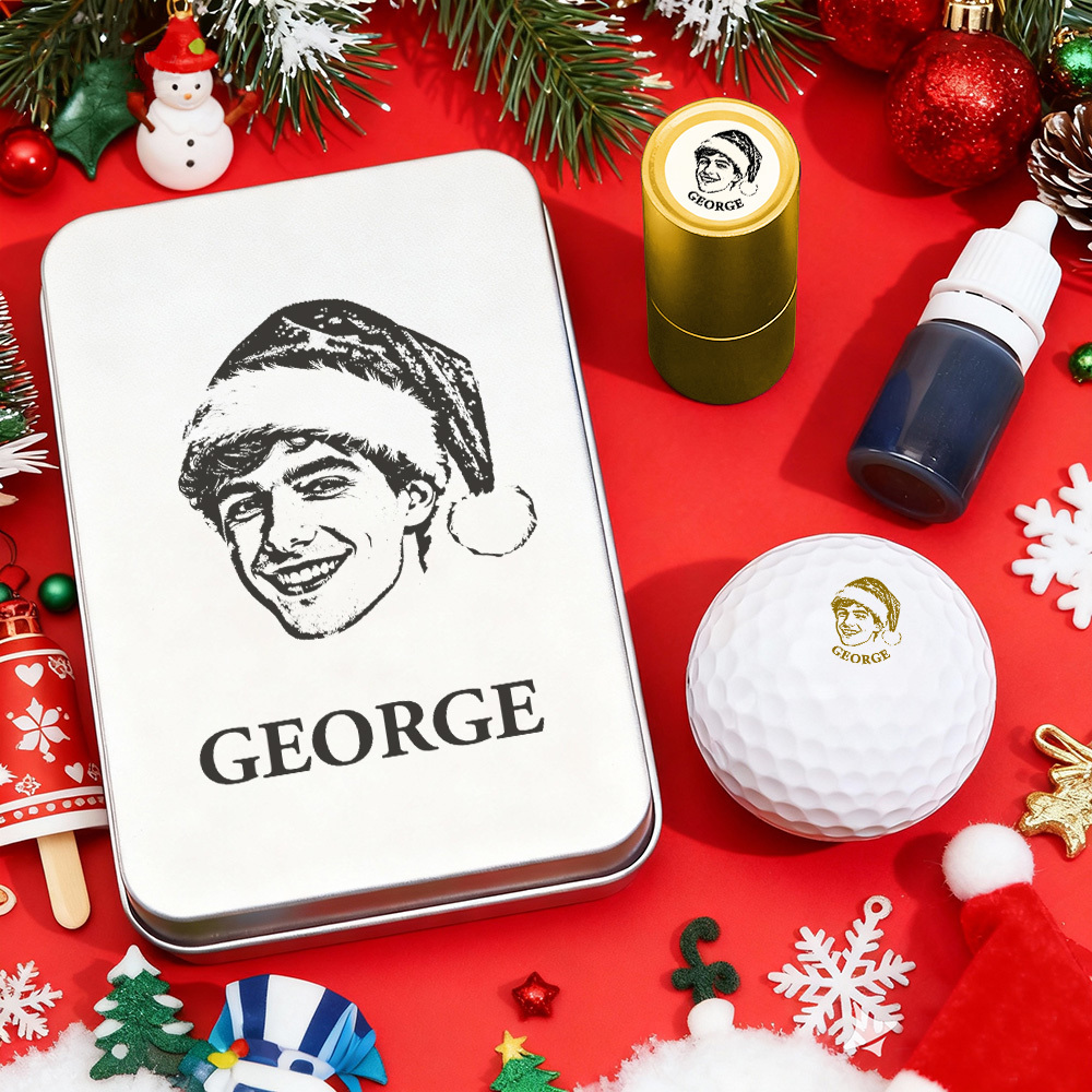 Personalisierter Golfballstempel Mit Foto Und Metallaufbewahrungsbox Als Weihnachtsgeschenk Für Golfer - FotoSocken