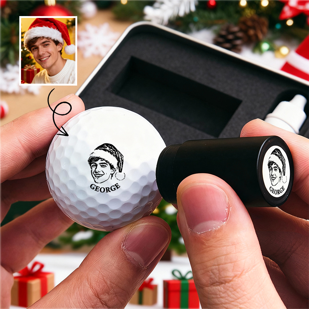 Benutzerdefinierter Foto-golfball-stempel Mit Metall-aufbewahrungsbox, Foto Und Text, Geschenkidee Zum Geburtstag, Weihnachtsmann Für Golfspieler - FotoSocken