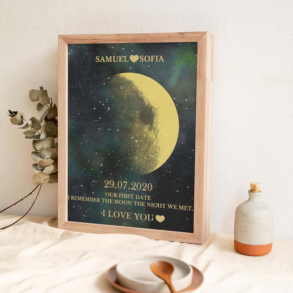 Benutzerdefinierte Mondphasen-golddruckrahmen-geschenke Für Geburtstag Und Jubiläum - 