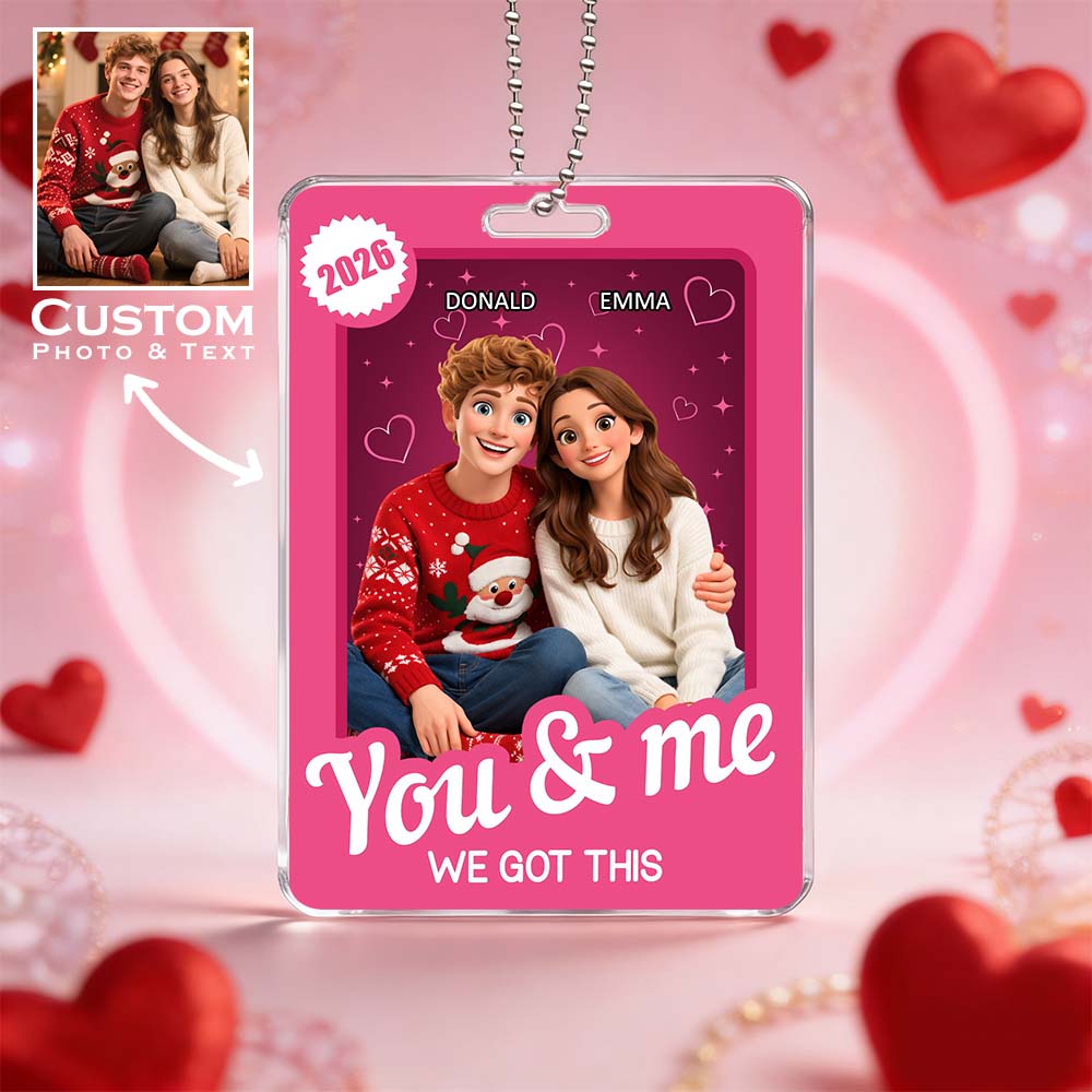 Personalisierte Acryl-autoaufhänger Als Individuelle Geschenkverpackung Im 2d-druck-design Zum Valentinstag – Ein Künstlerisches Geschenk Für Verliebte