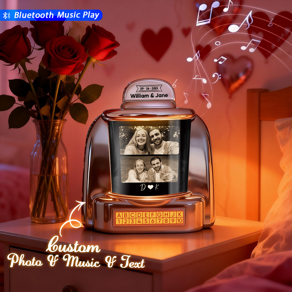Personalisierte Mini-jukebox Mit Foto-, Song- Und Textspeicher – Mini-bluetooth-jukebox Für Romantische Geschenke Und Als Dekoration Für Zuhause - FotoSocken