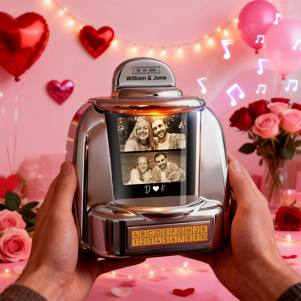 Personalisierte Mini-jukebox Mit Foto-, Song- Und Textspeicher – Mini-bluetooth-jukebox Für Romantische Geschenke Und Als Dekoration Für Zuhause - FotoSocken
