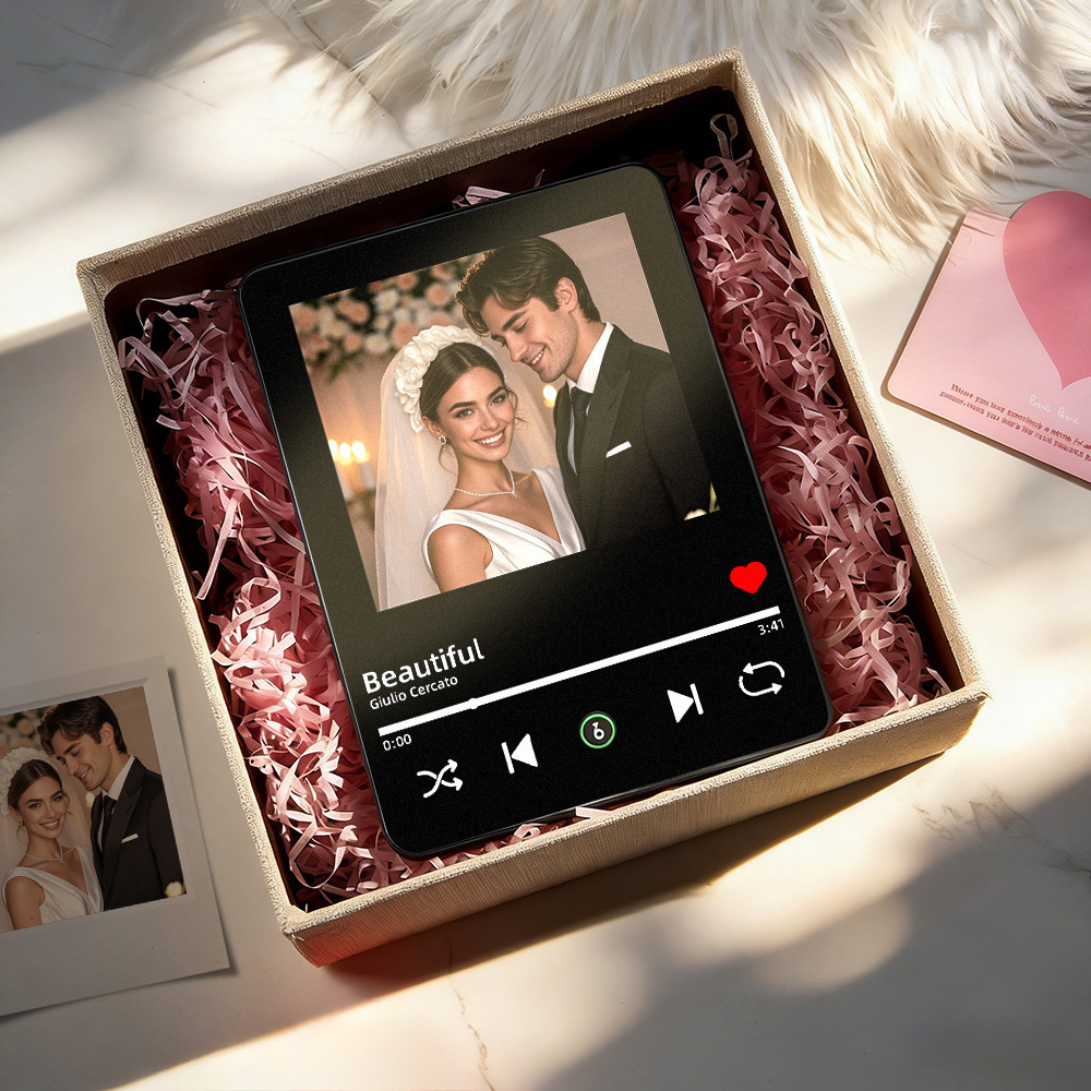 Personalisierter Musik-Fotorahmen Mit Musikwiedergabe, Personalisierte Musikgeschenke, Spotify-Song-Plakette Mit Foto, Jahrestagsgeschenk Für Den/die Liebste/n - FotoSocken