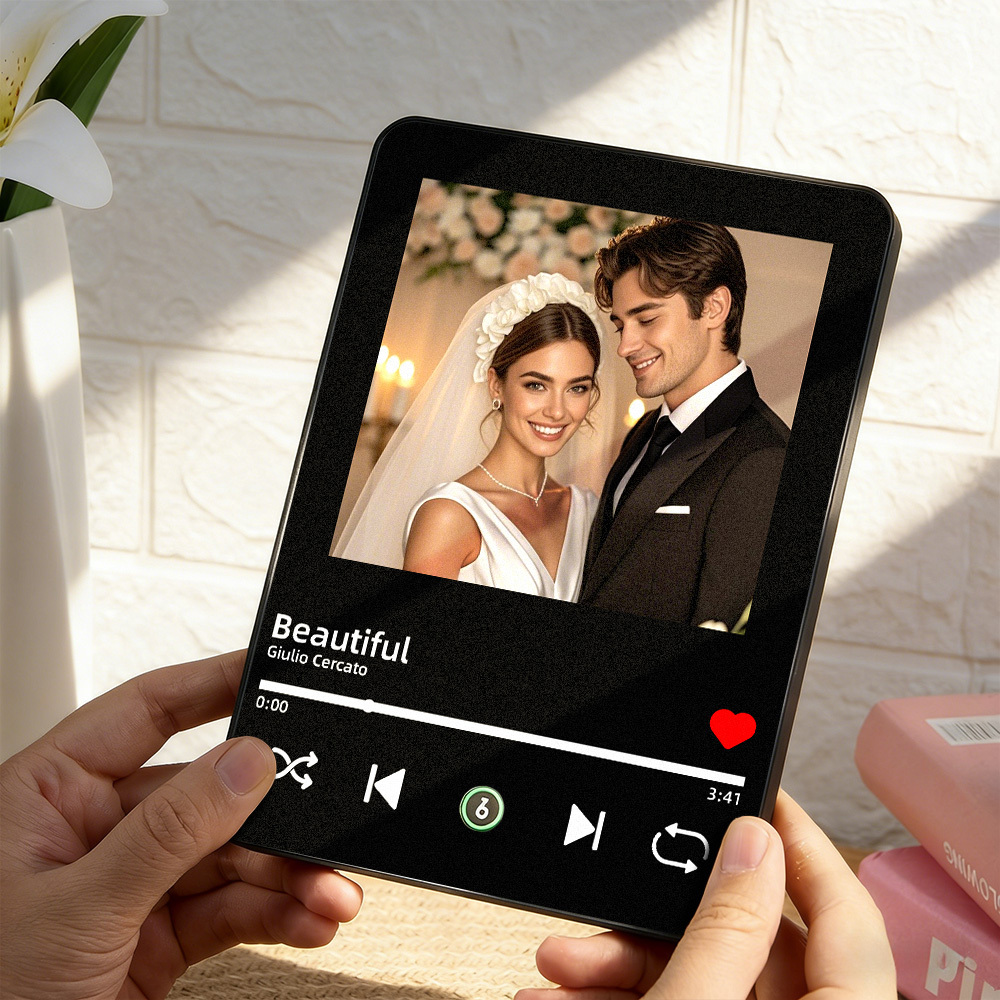 Personalisierter Musik-Fotorahmen Mit Musikwiedergabe, Personalisierte Musikgeschenke, Spotify-Song-Plakette Mit Foto, Jahrestagsgeschenk Für Den/die Liebste/n - FotoSocken