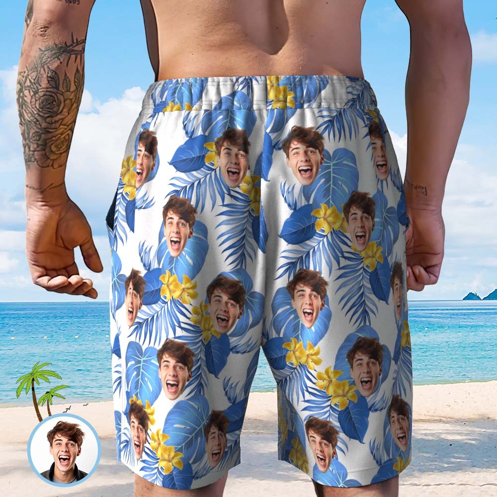 Personalisierte Gesichts-badehose Für Herren, Individuelle Tropische Badeshorts Für Papa/freund - FotoSocken