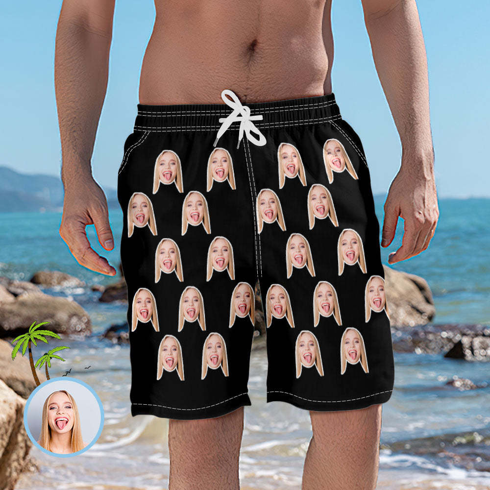 Elastische Kurze Strandhose Mit Benutzerdefiniertem Gesicht Für Herren -