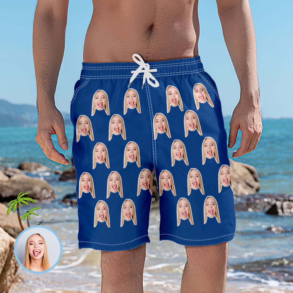 Elastische Kurze Strandhose Mit Benutzerdefiniertem Gesicht Für Herren -