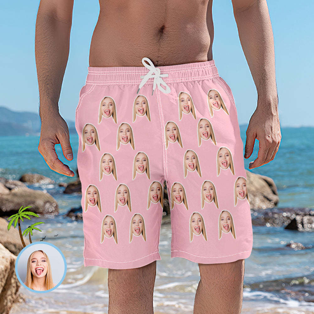 Elastische Kurze Strandhose Mit Benutzerdefiniertem Gesicht Für Herren -