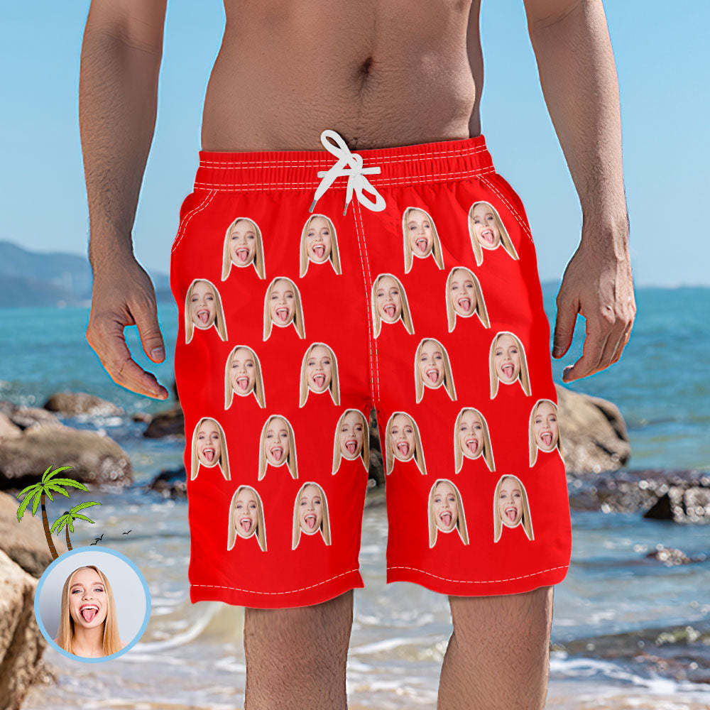 Elastische Kurze Strandhose Mit Benutzerdefiniertem Gesicht Für Herren -