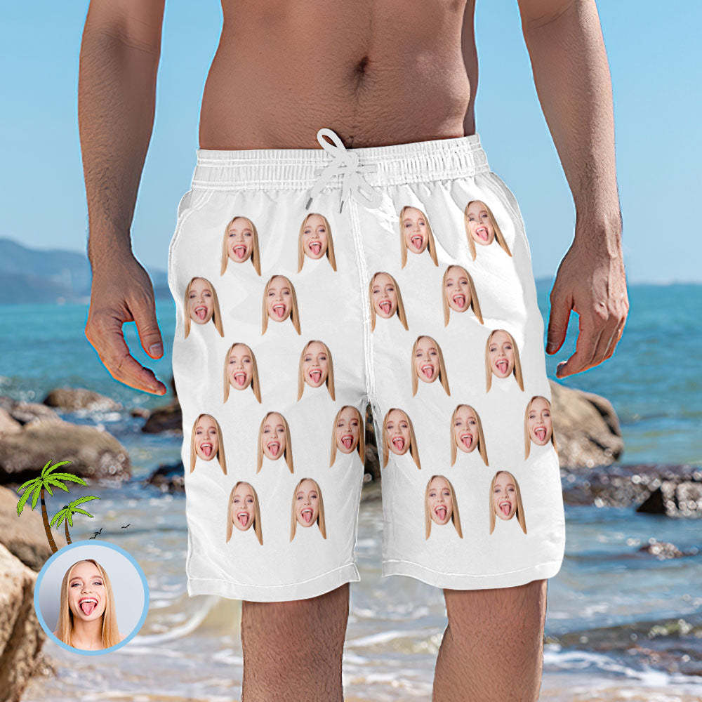 Elastische Kurze Strandhose Mit Benutzerdefiniertem Gesicht Für Herren -