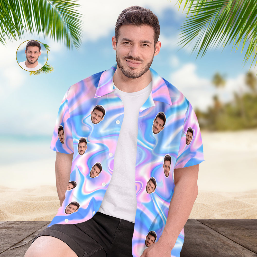 Hawaii-hemd Mit Individuellem Gesicht, Schattierung, Hawaii-hemd, Hemd Im Tropischen Stil