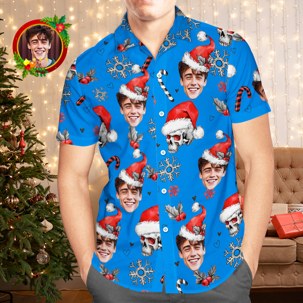 Benutzerdefiniertes Gesichts-hawaii-hemd, Weihnachts-hawaii-hemd, Weihnachts-stil-hemd