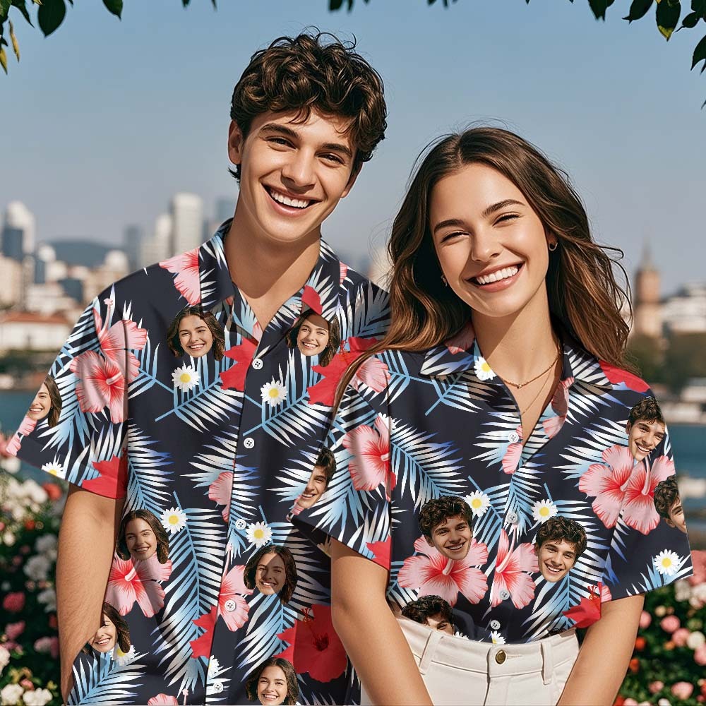 Personalisiertes Hawaiihemd Flamingo Foto Urlaub Tropisches Muster Shirt Sommergeschenke - FotoSocken