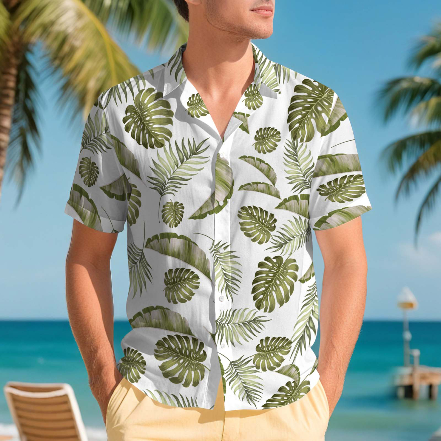 Herren Hawaiihemden Aloha Üppiges Tropisches Laub Hawaiihemd Geschenk Für Sommerstimmung Urlaub - FotoSocken
