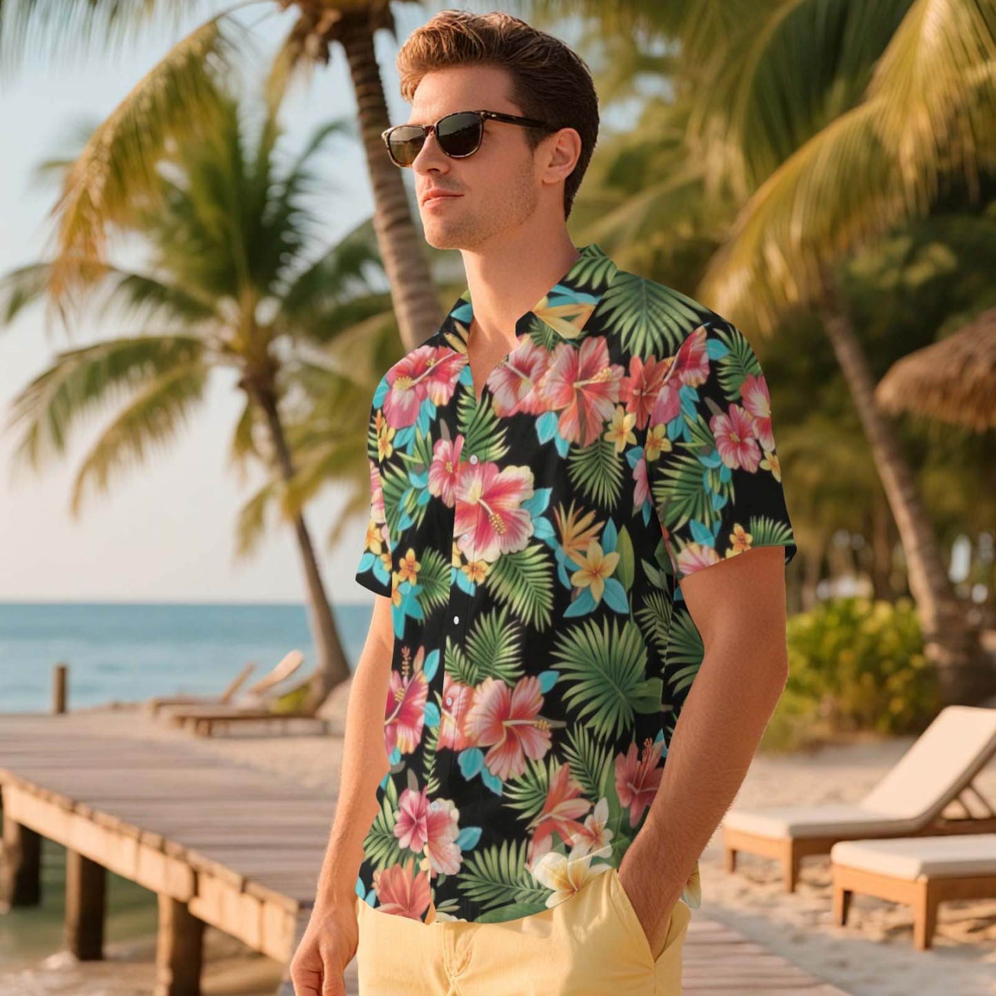 Herren Hawaiihemden Aloha Üppiges Tropisches Laub Hawaiihemd Geschenk Für Sommerstimmung Urlaub - FotoSocken