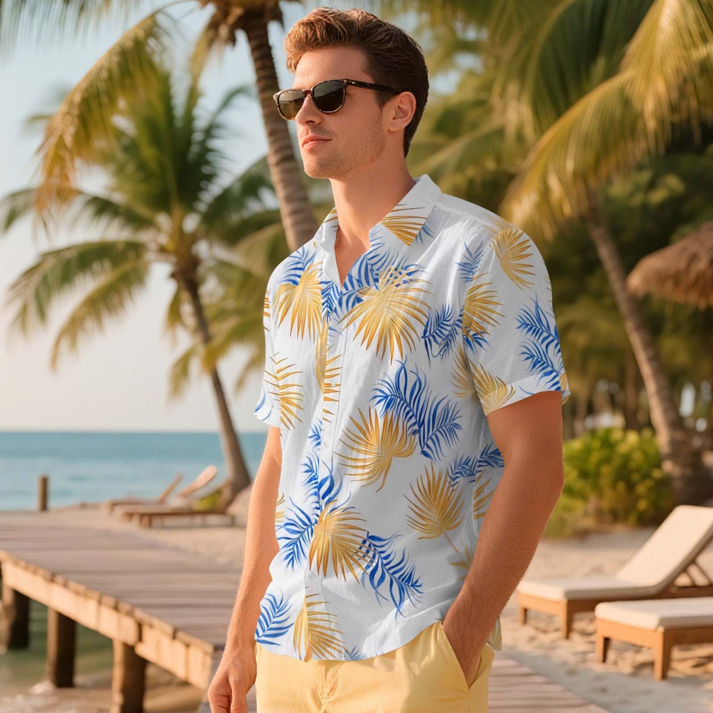 Herren Hawaiihemden Aloha Üppiges Tropisches Laub Hawaiihemd Geschenk Für Sommerstimmung Urlaub - FotoSocken