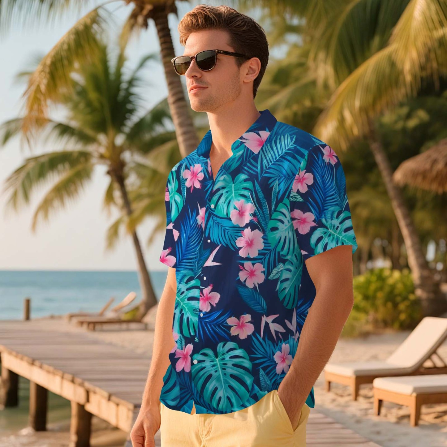 Herren Hawaiihemden Aloha Üppiges Tropisches Laub Hawaiihemd Geschenk Für Sommerstimmung Urlaub - FotoSocken