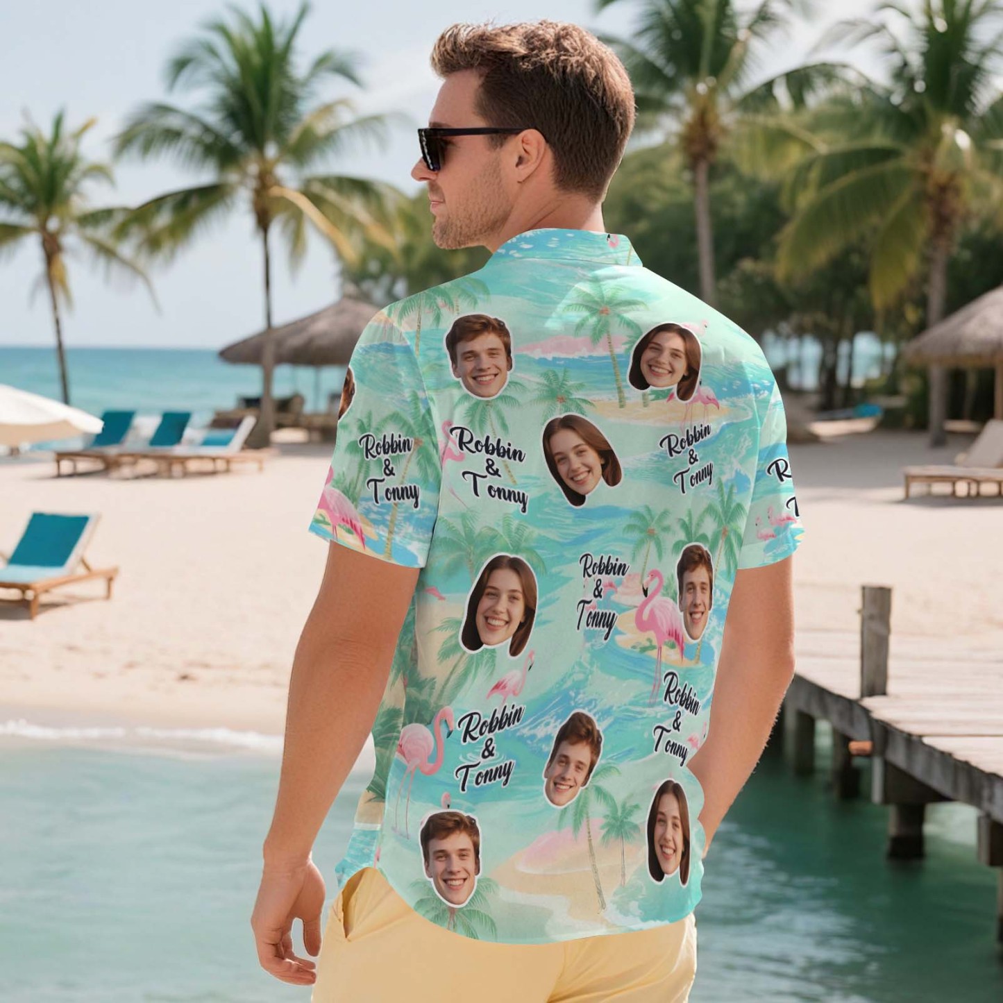 Benutzerdefinierte Aloha Herren Hawaiihemden Gesichtshemd Üppiges Tropisches Laub Hawaiihemd Geschenk Für Sommerstimmung Urlaub - FotoSocken