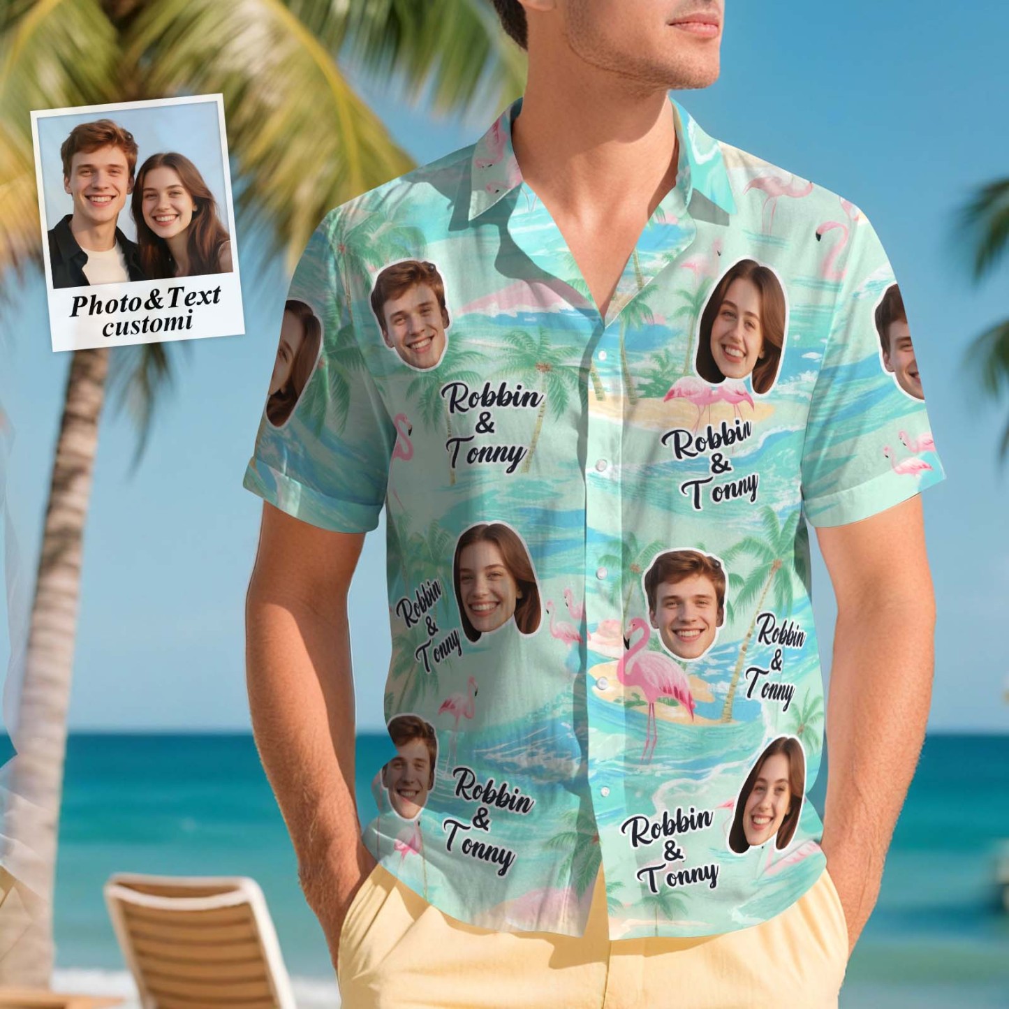 Benutzerdefinierte Aloha Herren Hawaiihemden Gesichtshemd Üppiges Tropisches Laub Hawaiihemd Geschenk Für Sommerstimmung Urlaub - FotoSocken