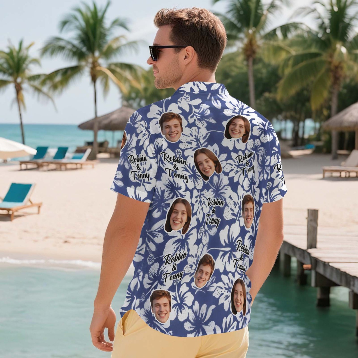 Benutzerdefinierte Aloha Herren Hawaiihemden Gesichtshemd Üppiges Tropisches Laub Hawaiihemd Geschenk Für Sommerstimmung Urlaub - FotoSocken