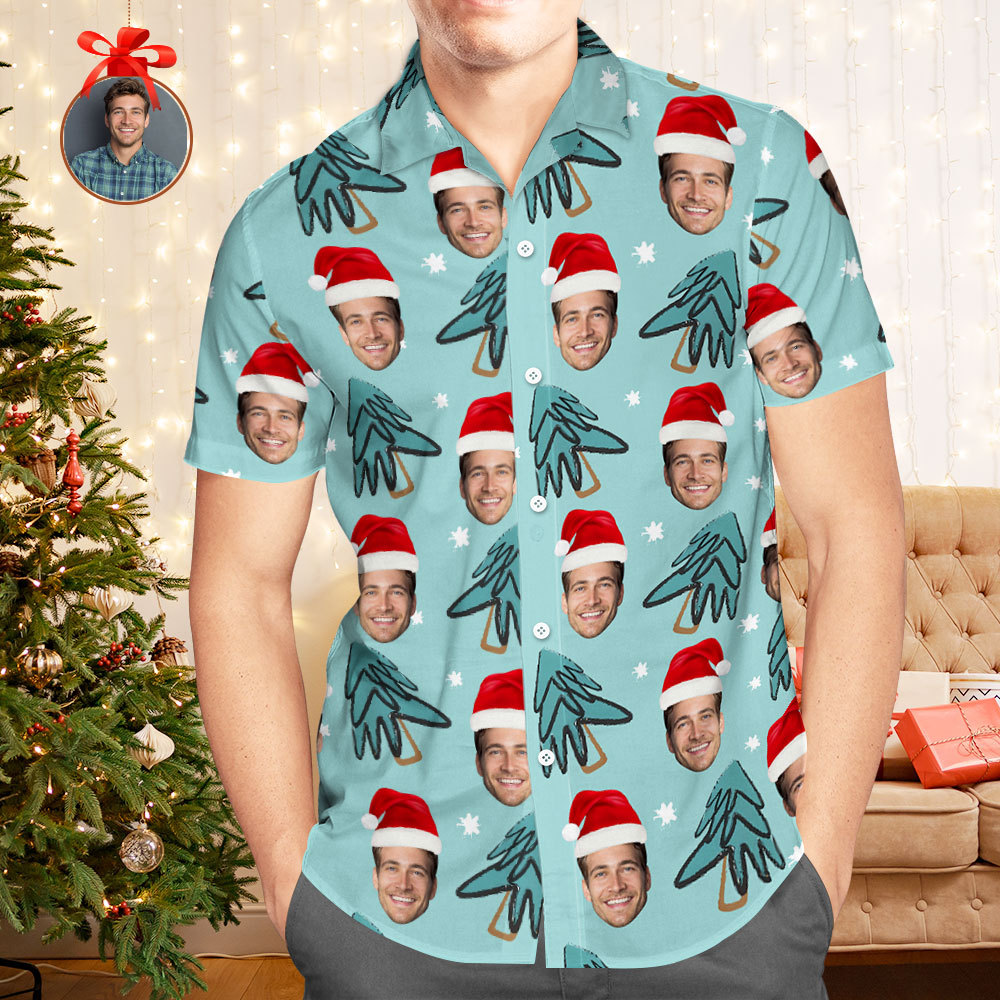 Personalisiertes Weihnachtsshirt Mit Gesicht, Golden Retriever, Feiern Sie Weihnachten, Hawaii-shirt, Weihnachtsgeschenk Für Familie Und Freunde, Personalisiertes Hawaii-shirt, Geschenk - FotoSocken