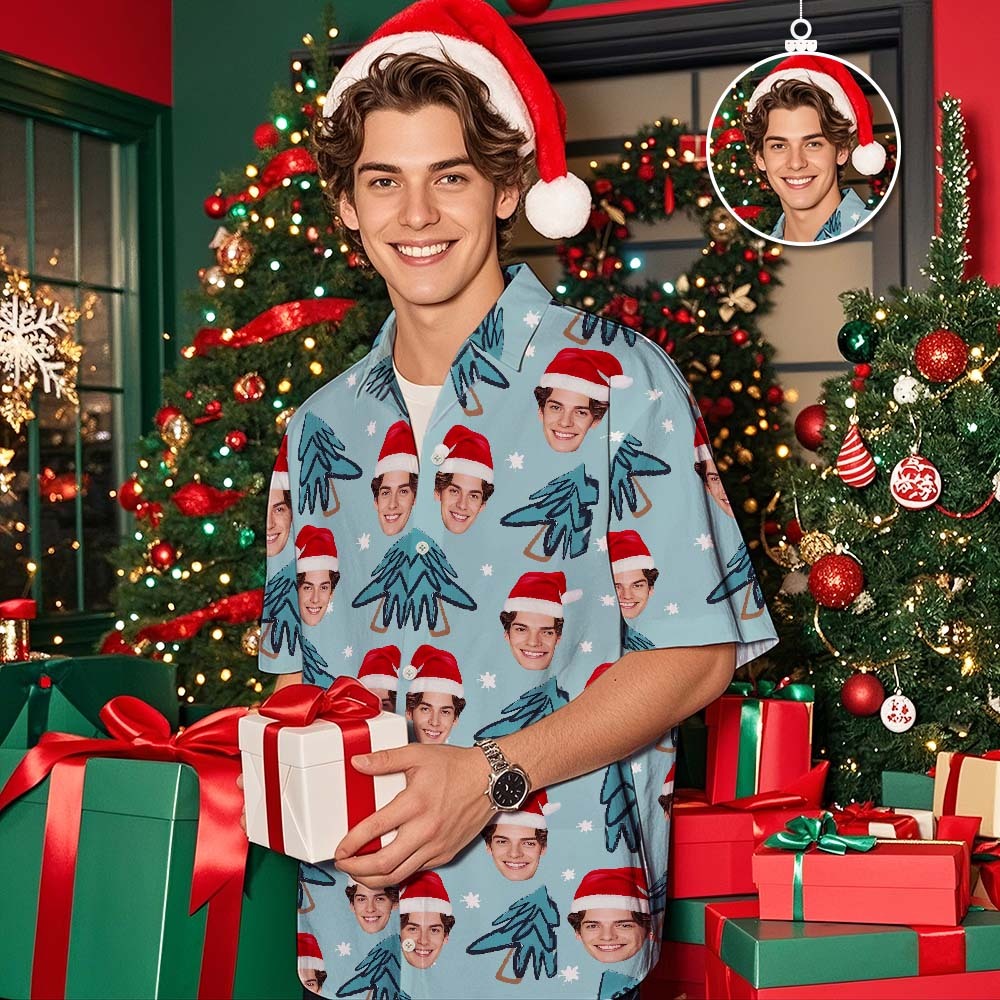 Personalisiertes Weihnachtsshirt Mit Gesicht, Golden Retriever, Feiern Sie Weihnachten, Hawaii-shirt, Weihnachtsgeschenk Für Familie Und Freunde, Personalisiertes Hawaii-shirt, Geschenk - FotoSocken