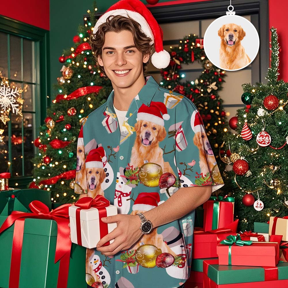 Personalisiertes Weihnachtsshirt Mit Gesicht, Golden Retriever, Feiern Sie Weihnachten, Hawaii-shirt, Weihnachtsgeschenk Für Familie Und Freunde, Personalisiertes Hawaii-shirt, Geschenk - FotoSocken