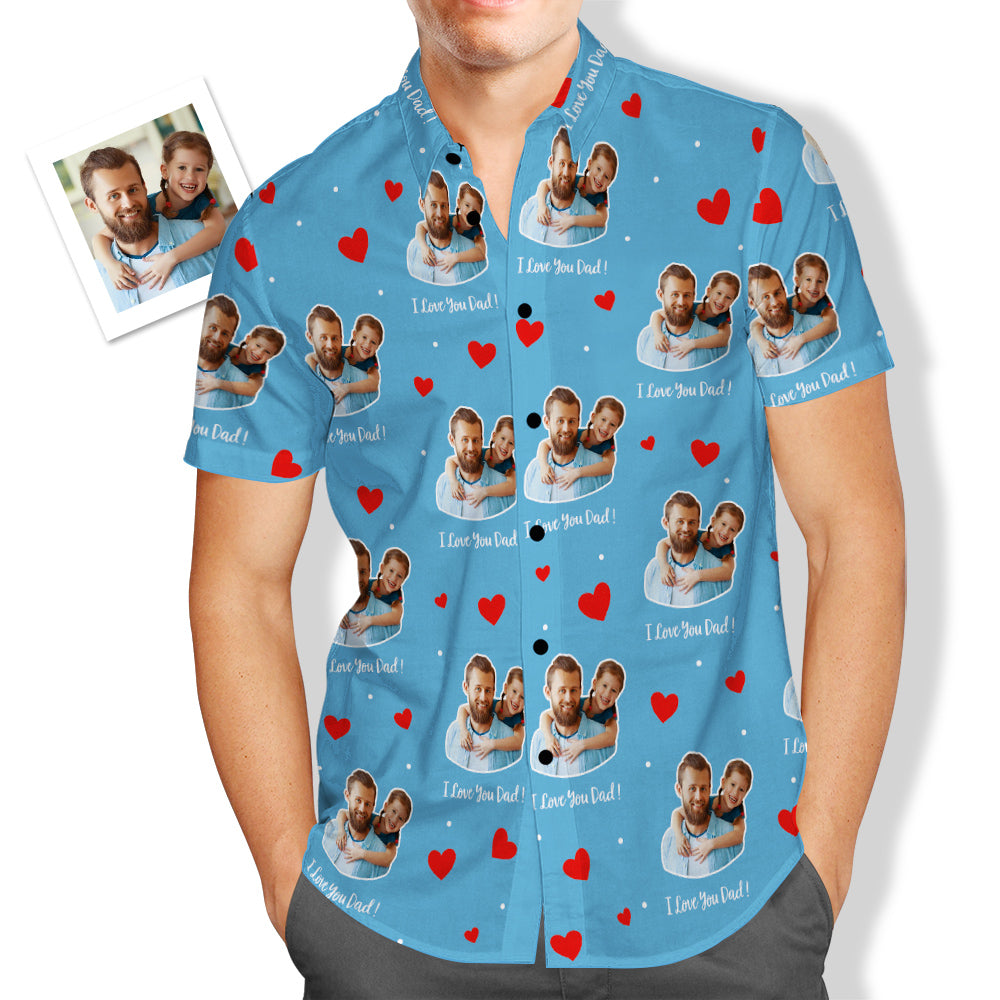 Benutzerdefiniertes Gesicht Papa Und Ich Herren Hawaiihemd Ich Liebe Dich Papa