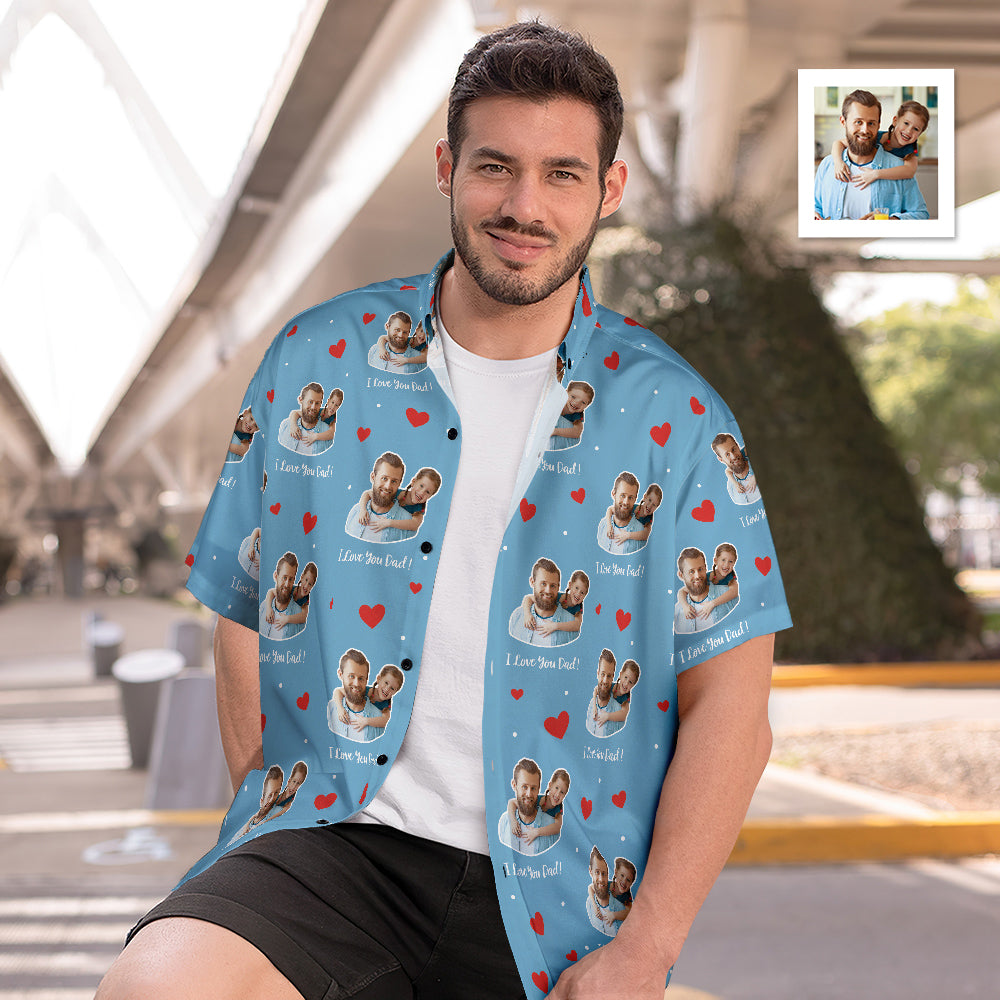 Benutzerdefiniertes Gesicht Papa Und Ich Herren Hawaiihemd Ich Liebe Dich Papa