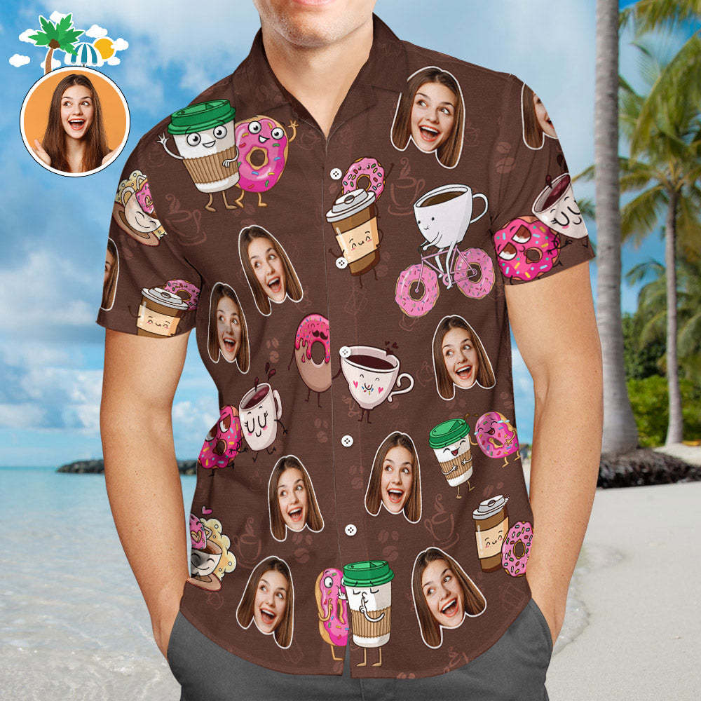 Benutzerdefiniertes Gesicht Herren Essen Hawaiihemd Schokoladenhemd
