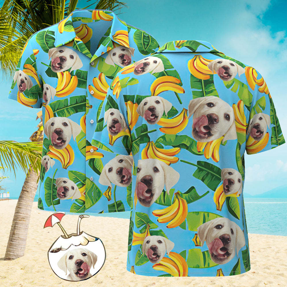 Benutzerdefiniertes Gesicht Hawaiihemd Herren All Over Print Aloha Shirt Geschenk – Banane -