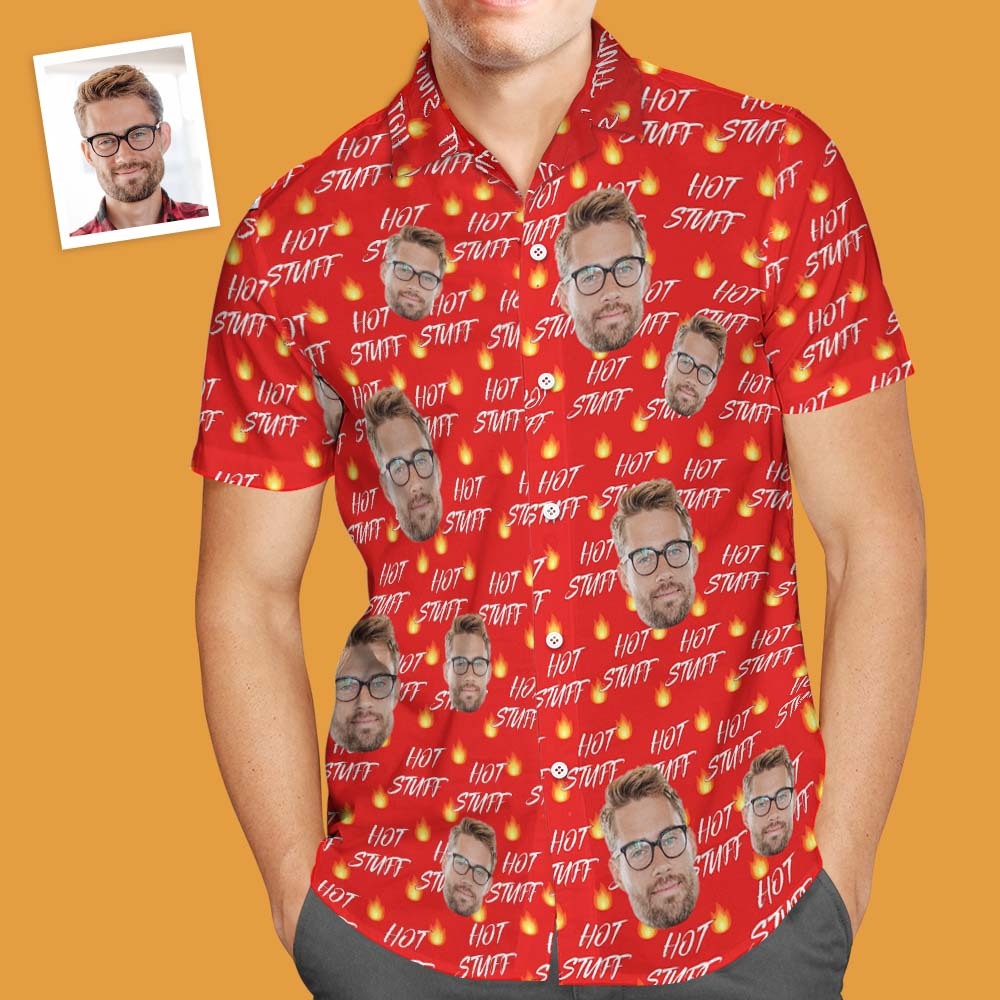 Custom Face Herren Hawaiihemd Hot Stuff Shirt - 