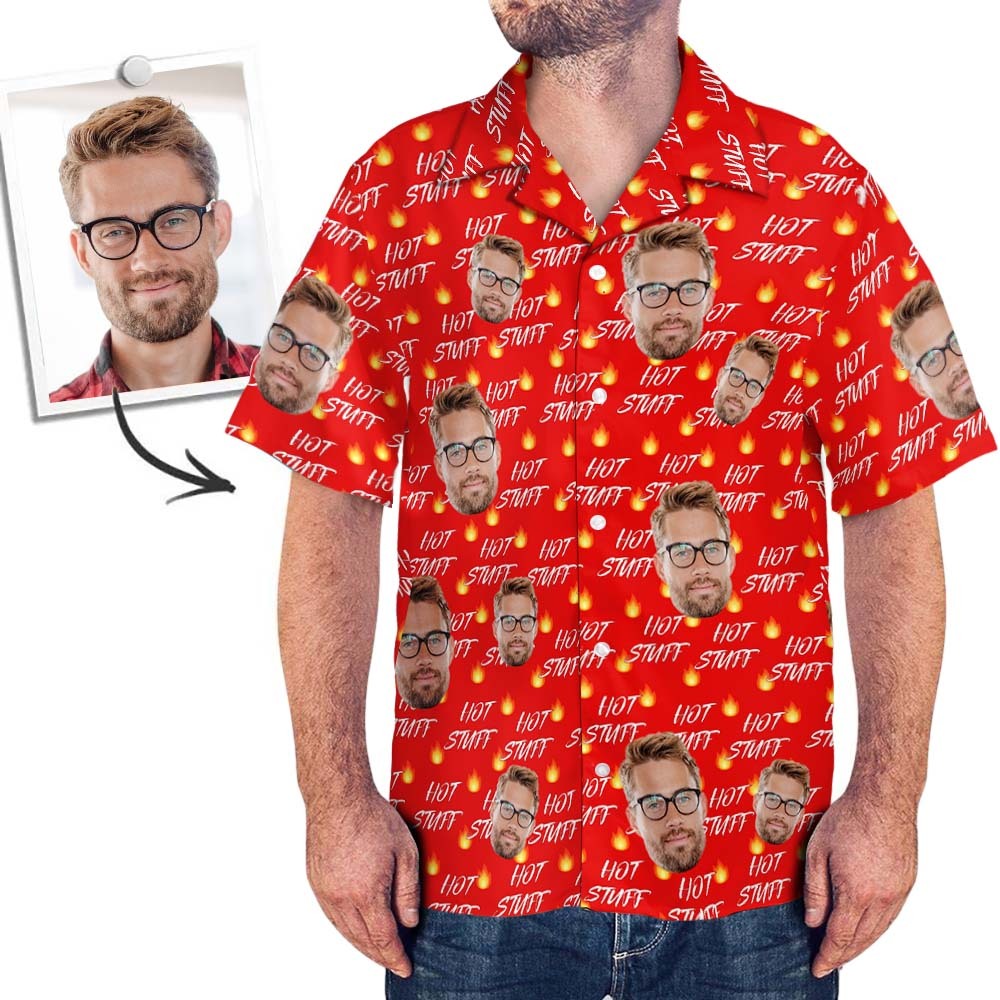 Custom Face Herren Hawaiihemd Hot Stuff Shirt - 